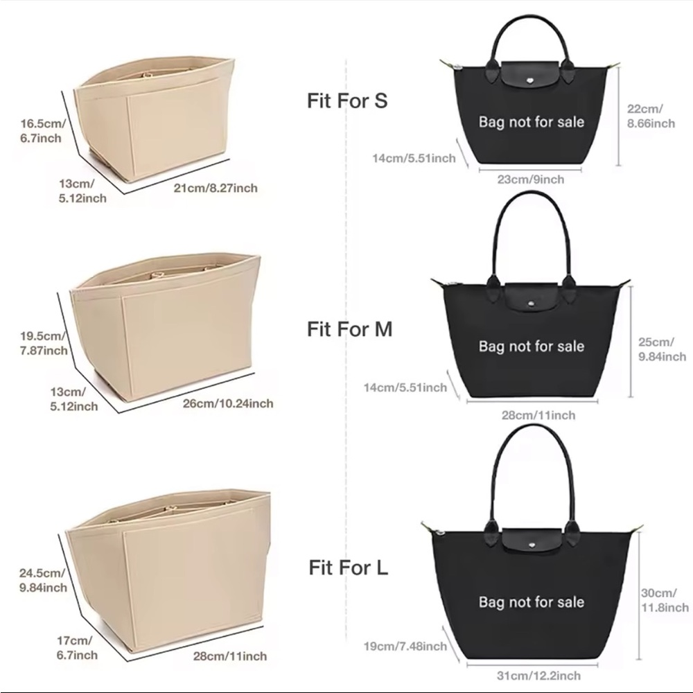 Longchamp Small Le Pliage Pouch Purse Felt Handbag Bag Insert Organizer - Picture 7 of 16